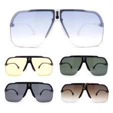 Mens Rimless Half Rim Oversized Mobster Rectangle Racer Plastic Sunglasses