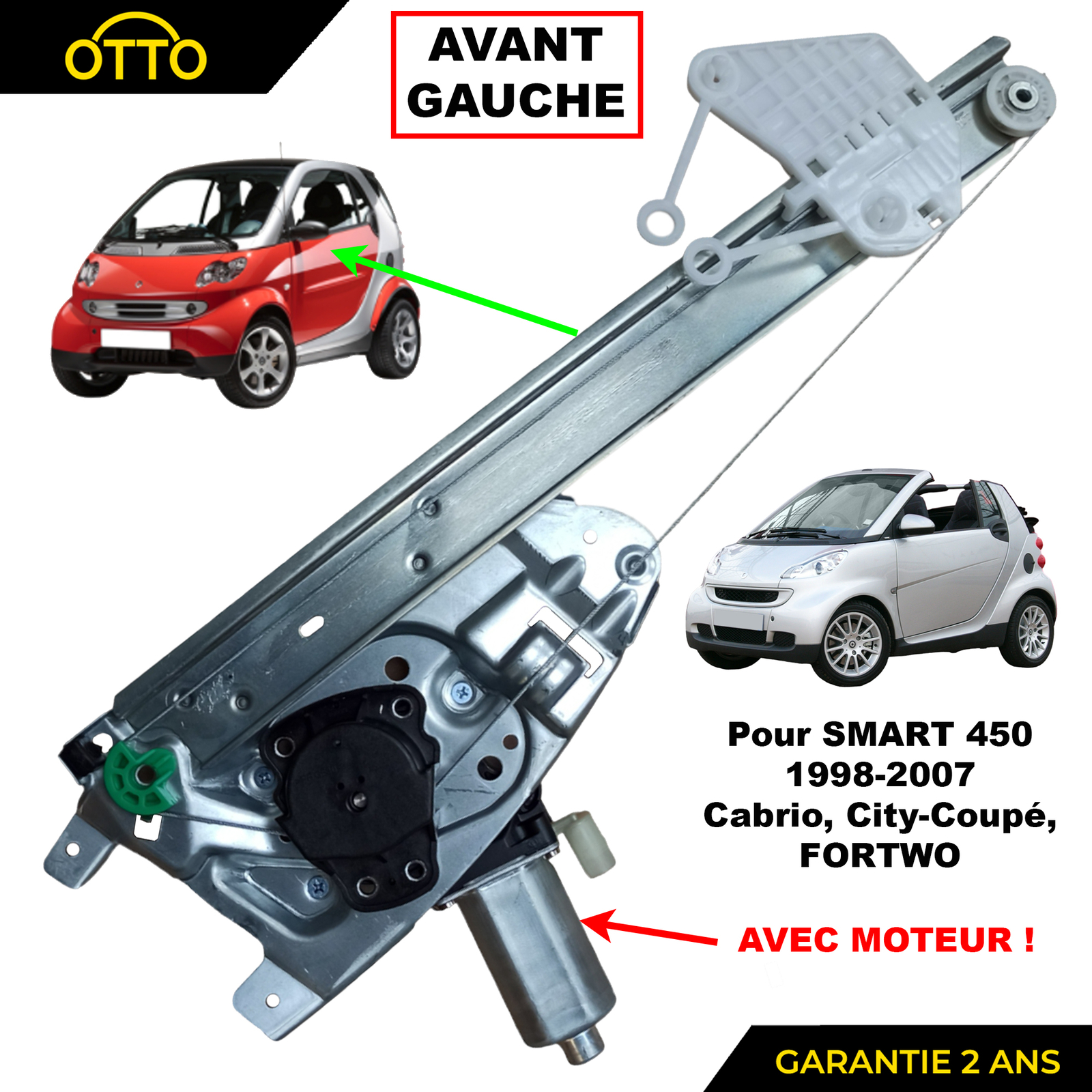 Mécanisme lève-vitre avant gauche Smart Fortwo 450 lève-vitre électrique conducteur