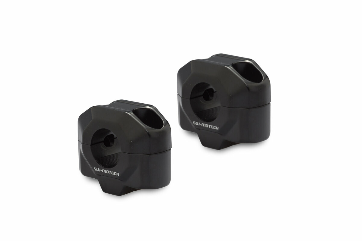 Rehausseur de guidon 22 mm en aluminium noir usiné CNC au design épuré et robuste