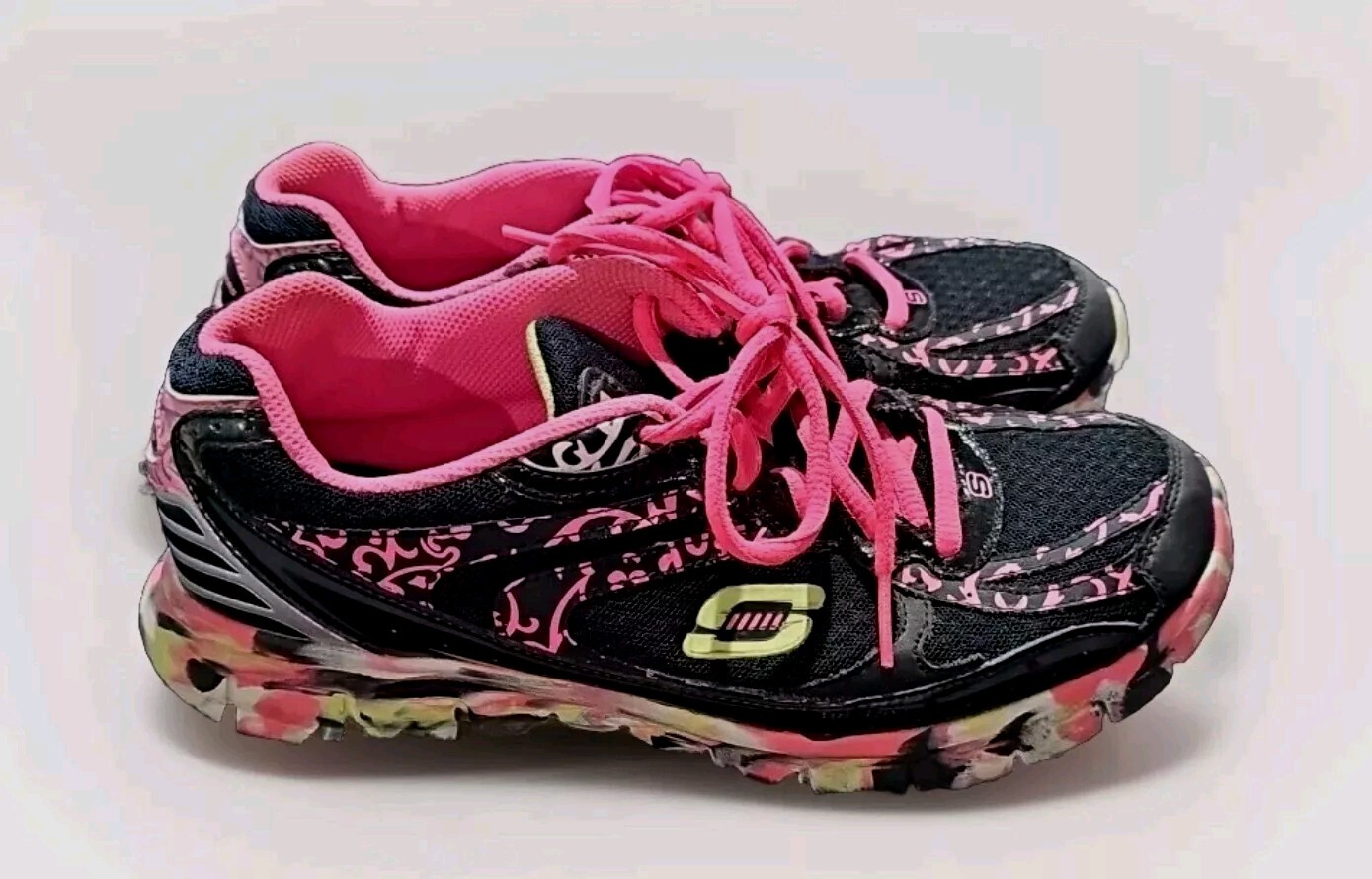 SAOLA Scarpe Skechers nere rosa fluo donna 8 suola flessibile atletica memory foam 24 m