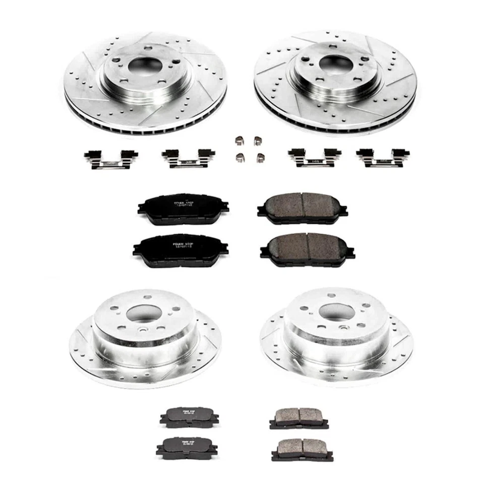 K1142 Powerstop Juego de 4 ruedas discos de freno y kits de pastillas delanteras y traseras para Lexus ES330 Foto 3 de 4