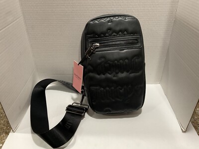 BNWT JUICY COUTURE Pile On Cherry Sling Backpack in Licquorice Black Juicy Couture Pile On Cherry Sling Black Backpack Embossed  main image 3