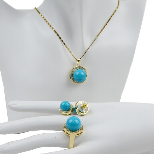 Elegant Women Wedding Shell Pearl Pendant Earrings Necklace Sets 18K Gold Plated - Picture 24 of 25