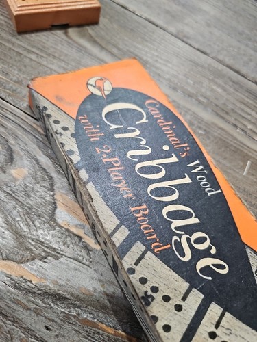 Vintage Cardinal Wood Cribbage 2 Player Board Game 6 Pegs USA Orig Box - Picture 4 of 12