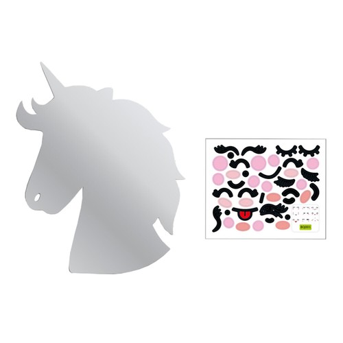 Wall Stick Mirror Unicorn Sticker Adhesive Mirrors Decoration DIY