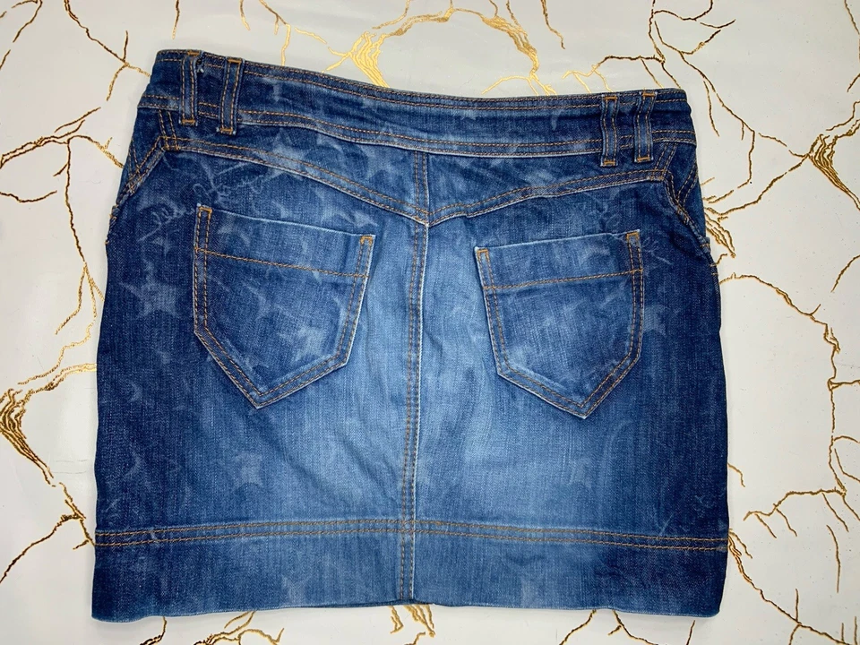 Falda Corta Mujer Just Cavalli Azul Denim Talla 28 Estrellas Tema Perfecto Estado Foto 3 de 4