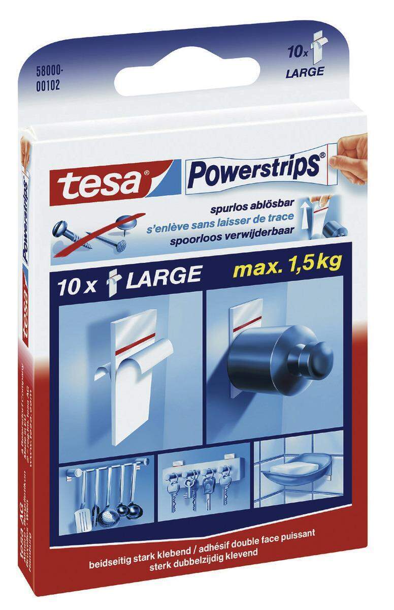 Tesa Powerstrips Large, 10 Strips Für Max 1,5Kg