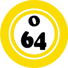 O 64 O64 Bingo Ball - 3 Inch Circle Sticker 3" x 3" - Hobby Number Board Lucky