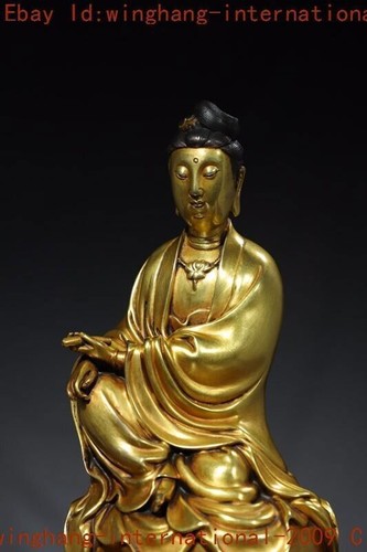 China Buddhism temple purple bronze Gilt Ruyi Kwan Yin Bodhisattva Buddha statue - Picture 2 of 9