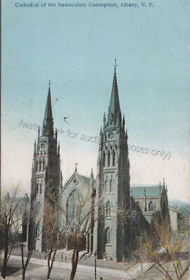Albany, NY: 1913 Immaculate Conception Cathedral - Vtg New York Capital Postcard