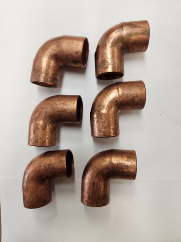  3/4-Inch Copper 90-Degree Elbow, sweat, Plumbing Fitting, Pipe, lot of 6