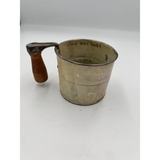 Vintage Erickson Des Moines Flour Sifter Tin 2 Cup Wooden Handle Farmhouse Decor