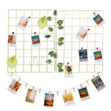 2 Pack Wall Grid Panel Wire Photo Display Board Storage Organizer Gold Decor