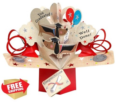 Iconikal Pop Up 3D Graduation Card - Smart Puppy w/ Envelope
