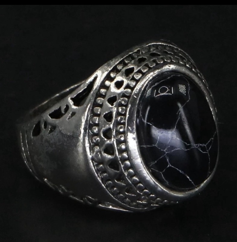 VTG Sterling Silver 925 SOUTHWESTERN MEN’s Pebble Spiderweb Howlite Ring S 7 9g