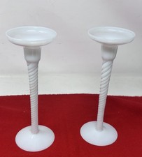 2 x Candlesticks milk Glass Opaline Opalescent Jacob Bang Kastrup Holmegaard