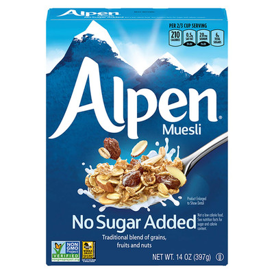 Alpen Muesli Cereal, No Sugar Added, 14 Ounce