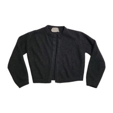 Downen Ltd. 100 Cashmere black cropped open cardigan sweater