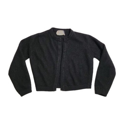 Downen Ltd. 100% Cashmere black cropped open cardigan sweater
