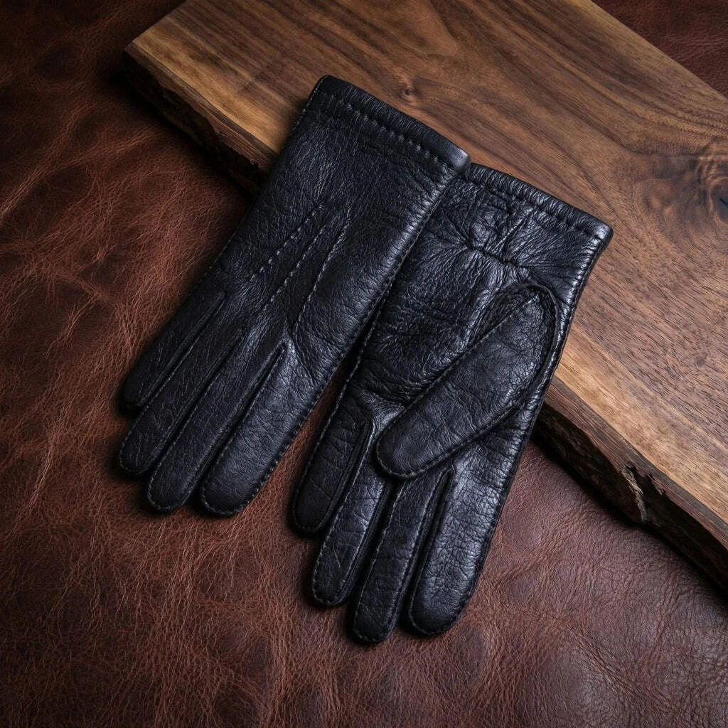 Men’s Peccary Leather Winter Gloves – Cashmere Lined with Palm Elastic
