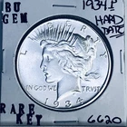 1934 P BU GEM PEACE SILVER DOLLAR UNC MS+++ U.S. MINT RARE KEY COIN 6620