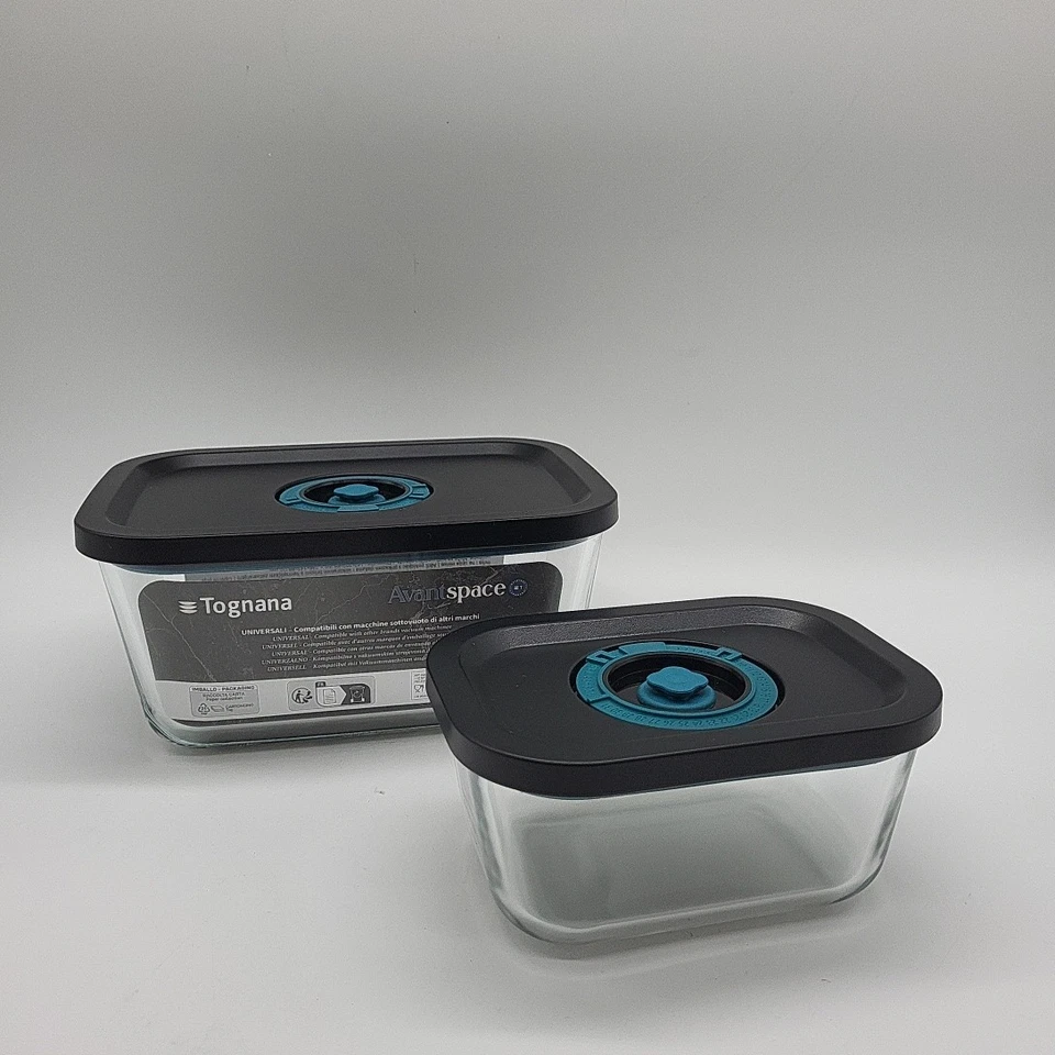 Tognana Avantspace 2er Set rechteckige Aufbewahrungsboxen 0,47L - 1,38L mit Deck