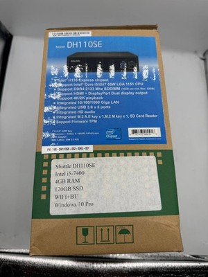 NEW Shuttle DH110SE Mini PC i5-7400 4GB RAM 120GB SSD WiFi Windows 10 Pro