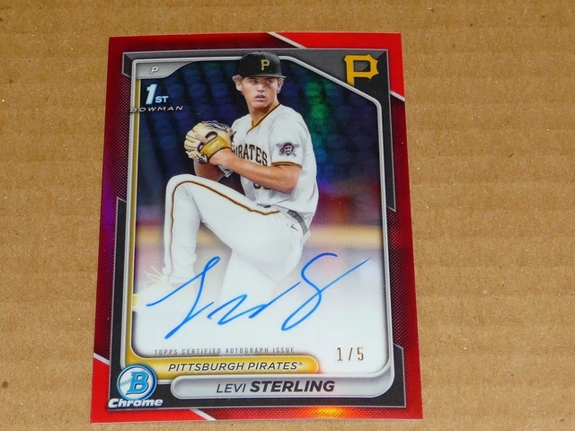 2024 Bowman Chrome Levi Sterling Red Refractor Autograph/Auto Pirates 1/5 B1323