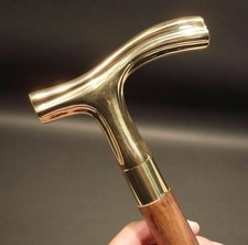 Brass Derby Head Handle Antique Victorian Wooden Walking Stick Vintage Cane,