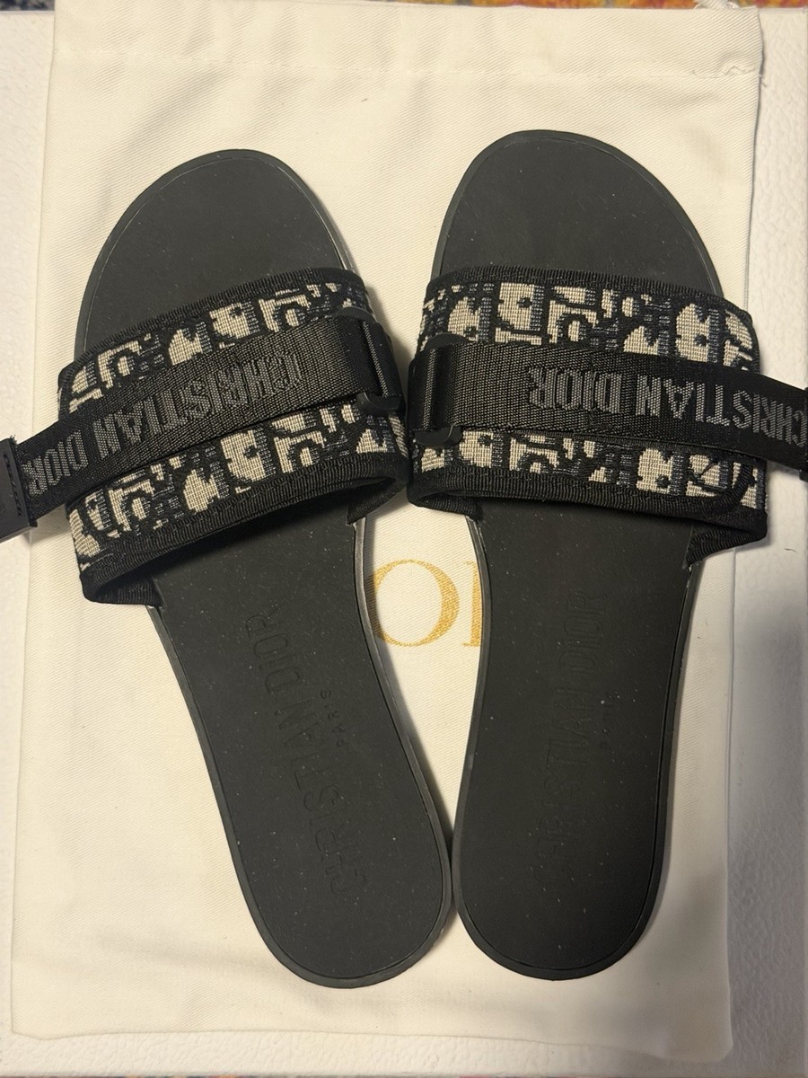 NEW Christian Dior Diorevolution Slides Sandal Print Blue Women's
