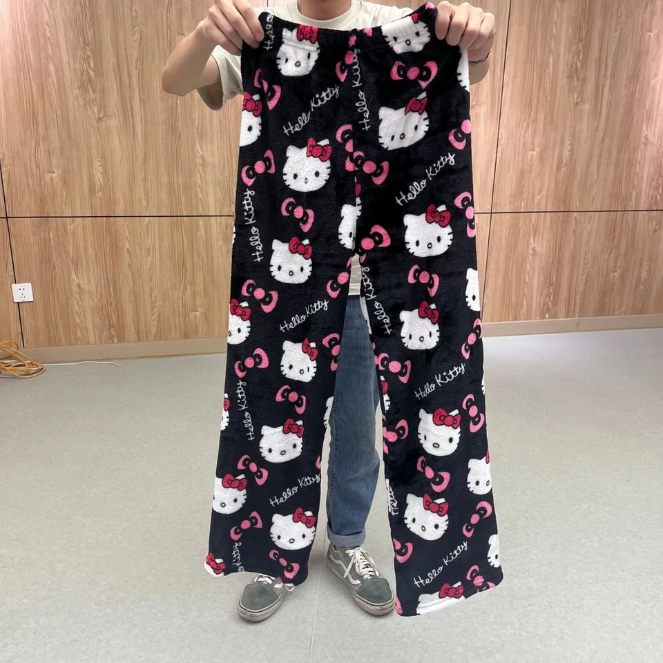 Pantalones de pijama rosa suave Hello Kitty para mujer Kawaii felpa Sanrio Japón vendedor de EE. UU. Foto 3 de 4