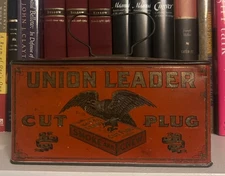 Vintage 1900’s UNION LEADER Cut Plug Tobacco General Store Ad Display Tin