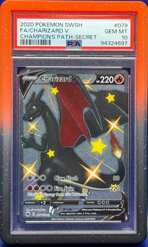 2020 Pokemon SWSH Champion's Path Secret Rare #079 FA/Charizard v PSA 10 Gem MT