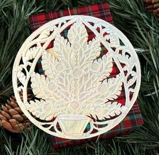 carved BETHLEHEM PEARL CHRISTMAS TREE BUTTON filigree open work large FREE SHIP