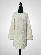 Ivory Sequin Sparkle Party Dress Long Sleeve Women’s Size Medium Wedding Prom