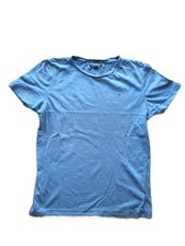 T Shirt Tommy Hilfiger Bleu Ciel Coton Bio Taille 16 Ans XS S
