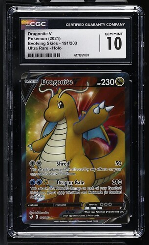 Pokemon Dragonite V 191/203 Evolving Skies Full Art Holo CGC 10