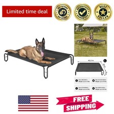 Large Elevated Dog Bed - Stylish Black Cot with Easy Assembly  Non-Slip Feet