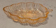 Vintage Federal Glass Pink Depression Dish Trinket Candy Leaf Shape