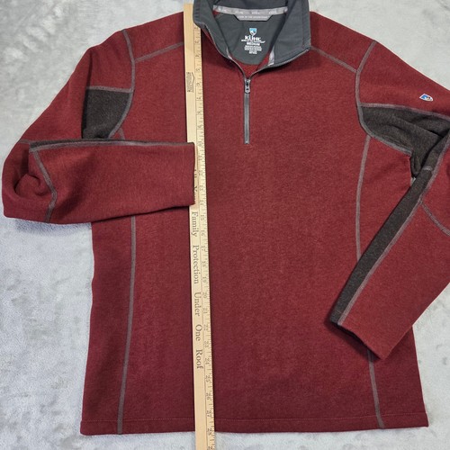 Kuhl Mens Quarter Zip Pullover Sweater Men M Maroon Red Long Sleeve Outdoor Hike - Picture 3 of 6