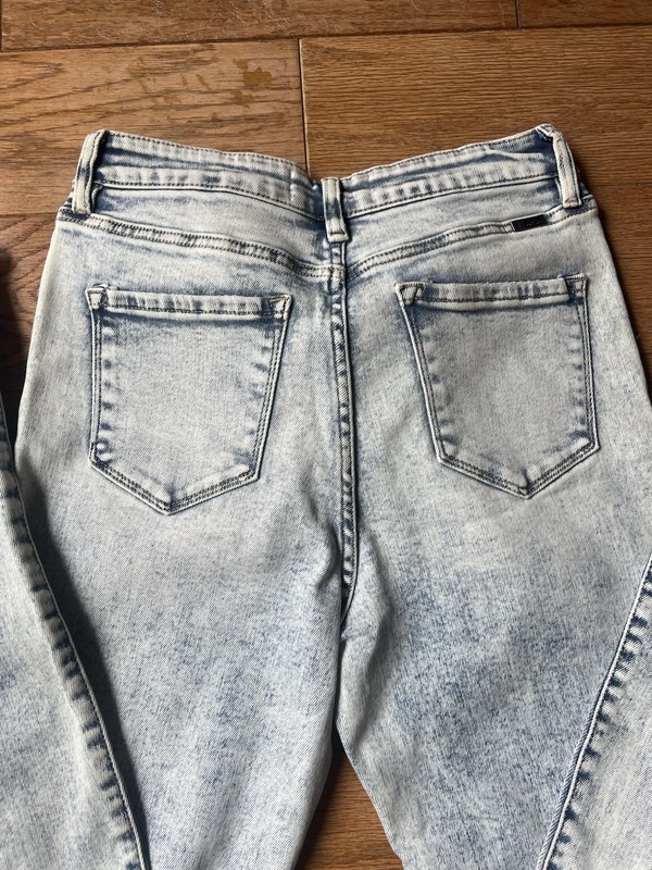KanCan High Rise Flare Light Wash Size 11/29 Distressed Jeans