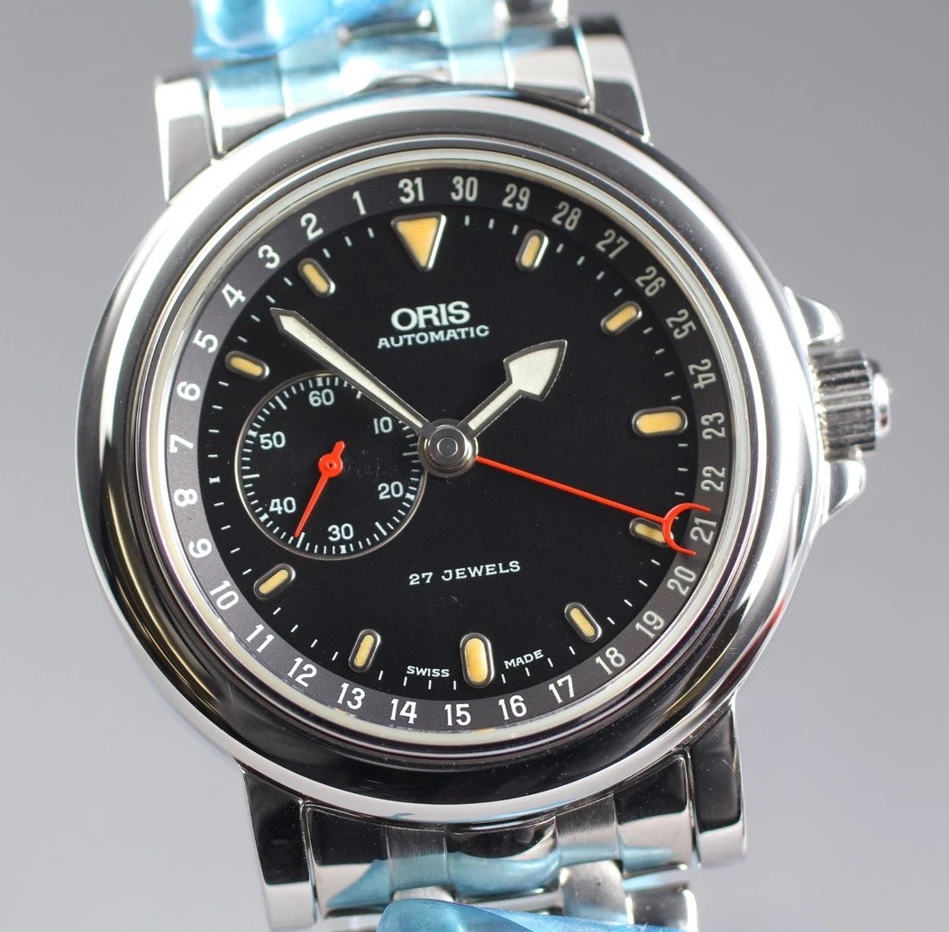 NOS ORIS 640 7467B Pointer Date 36mm Black Dial Day AT Mens Watch Japan