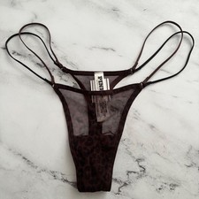 PINK Victoria's Secret Thong Panty Leopard Strappy Mesh Micro S M L XL 2XL