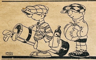 Emmerich Huber Original Cutout 1929 Golf Cartoon Der Deutsche Rundfunk