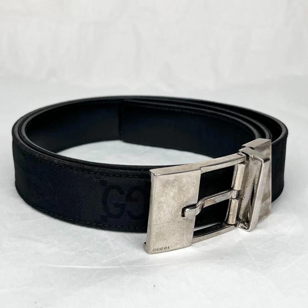 Ceinture GUCCI Gucci GG cuir noir imbriquée GG cuir