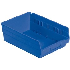 Nestable Shelf Storage Bin Plastic 11-1/8"W x 11-5/8" D x 4"H Blue Lot of 12