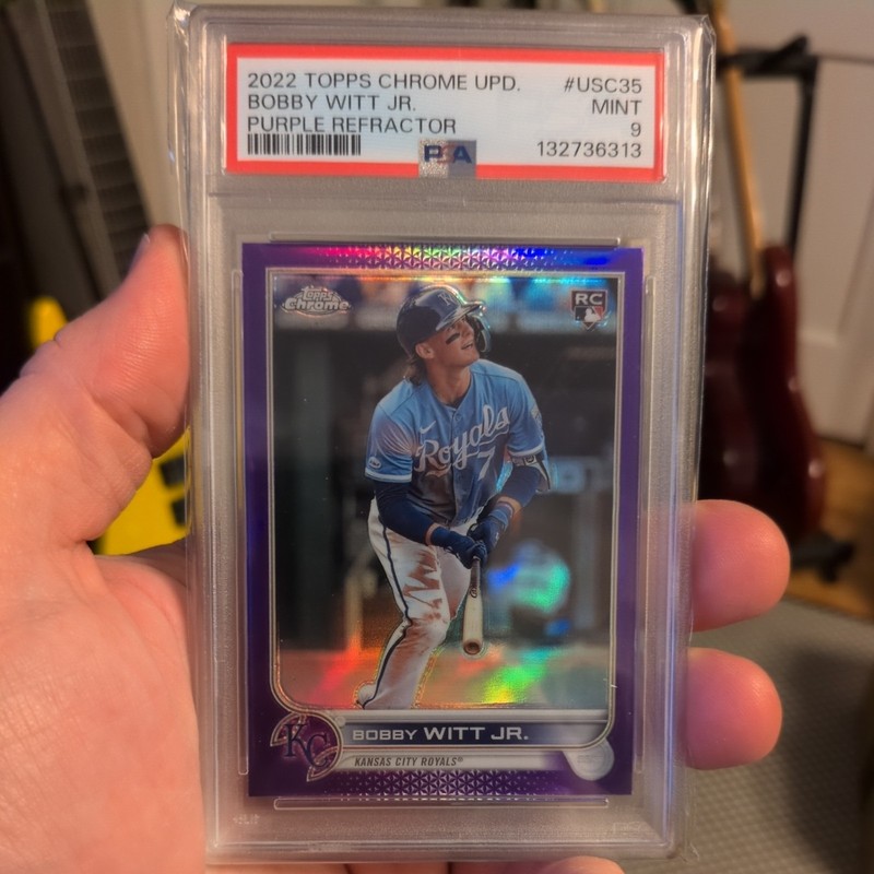 2022 Topps Chrome Update Bobby Witt, Jr. Purple Refractor Rookie PSA 9 #USC35