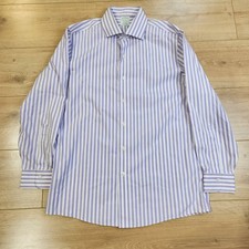 Brooks Brothers Dress Shirt Mens 16-32 Purple Stripe Non Iron Button Up