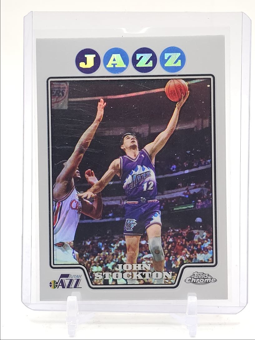 JOHN STOCKTON 2008-09 TOPPS CHROME BASKETBALL REFRACTOR JAZZ #166 Q1714