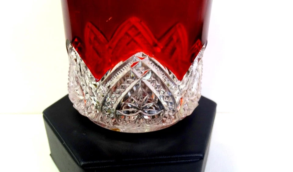 Mckee #139 EAPG Glass Ruby Stain & Clear Heart Band Antique 3 3/4" Tumbler 1897 - Image 2 of 4